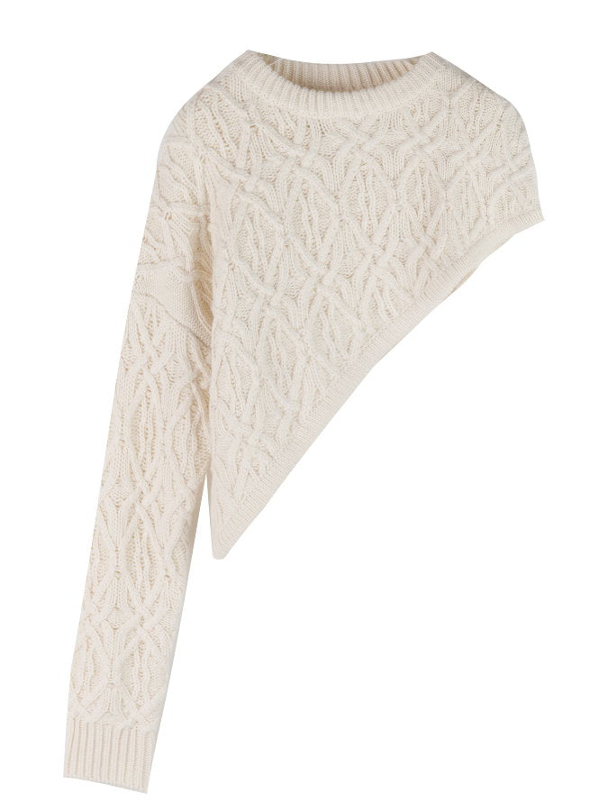 Asymmetrical Cable Knit Pullover HL3819