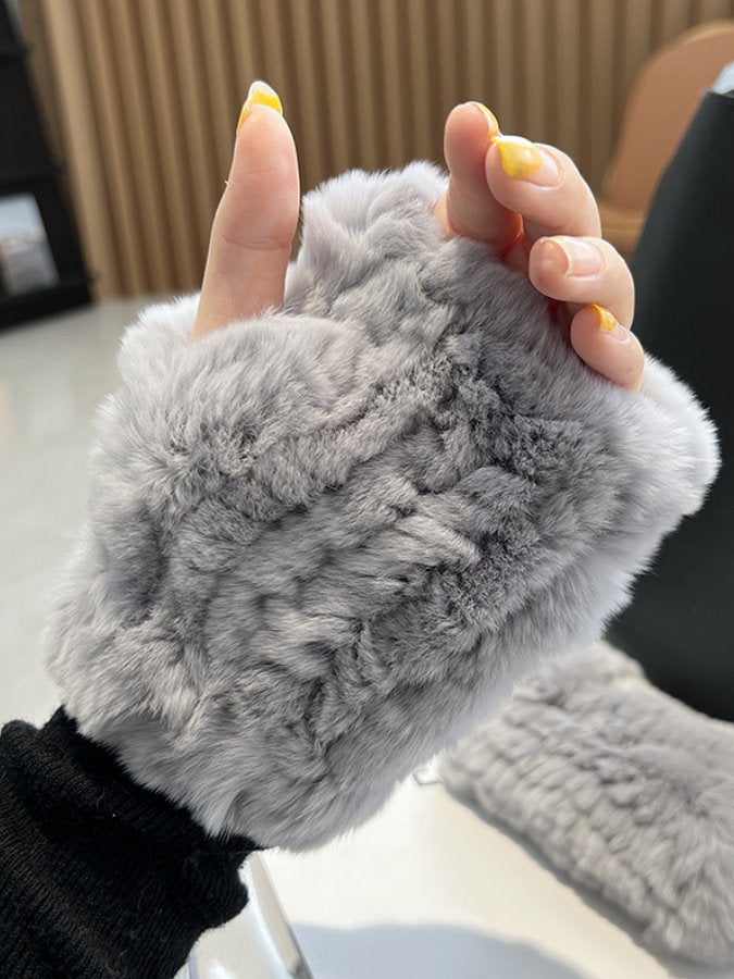 Fingerless Fur Gloves HL4062