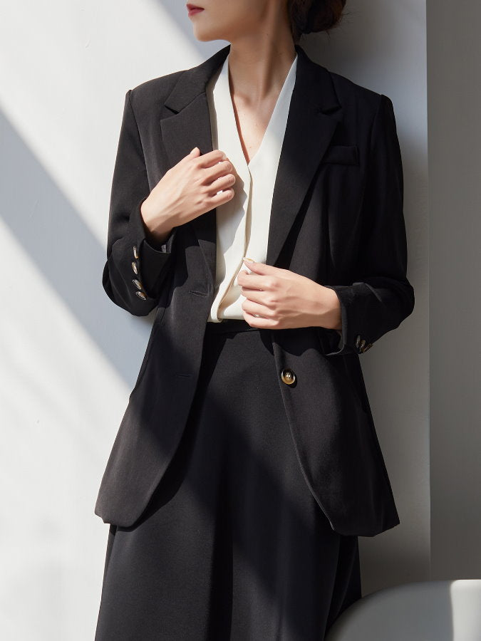 Fly Front V Neck Blouse HL3517