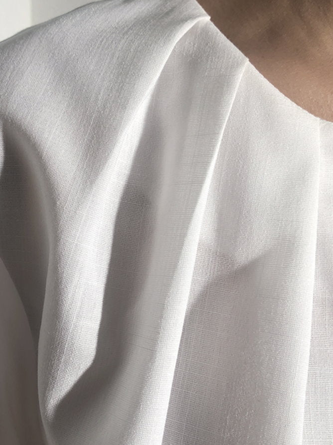 Front tucked volume sleeve blouse_9228
