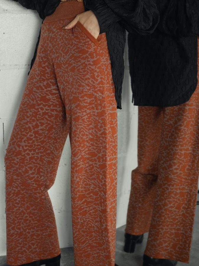 Jacquard Knit Straight Pants HL3908