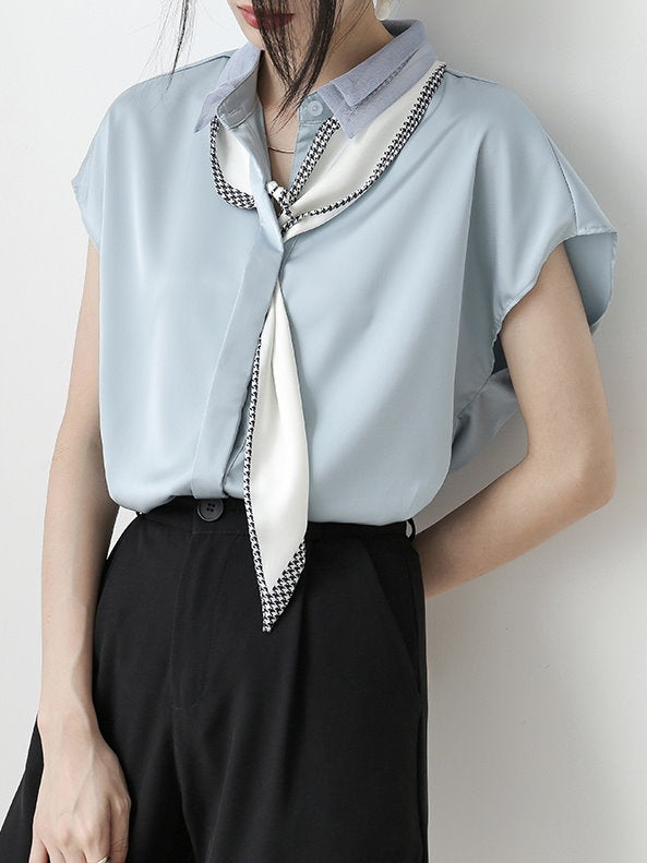 Narrow Scarf Chiffon Blouse 9118