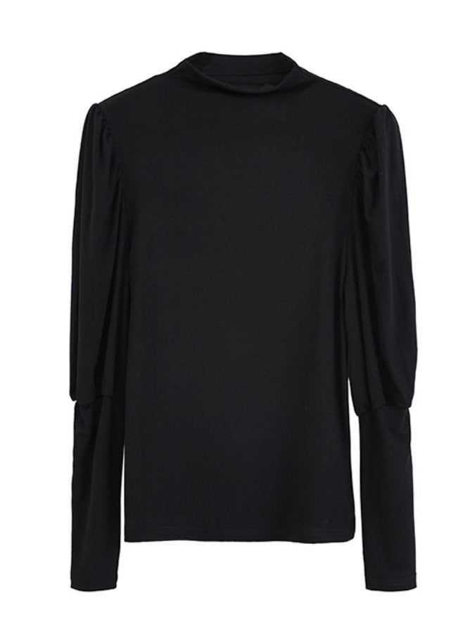 mock neck power shawl shirt 9417
