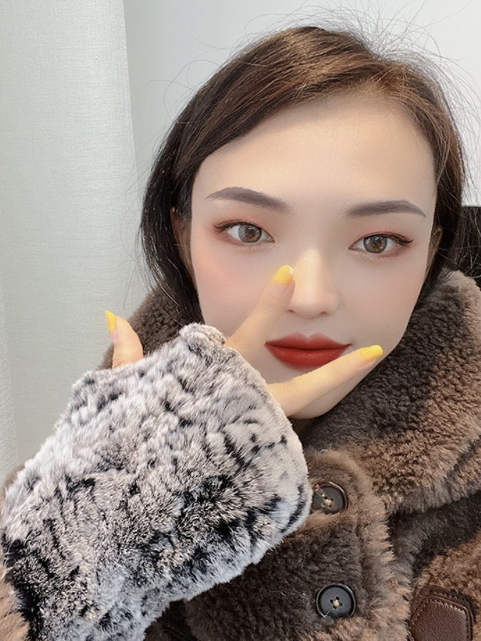 Fingerless Fur Gloves HL4062