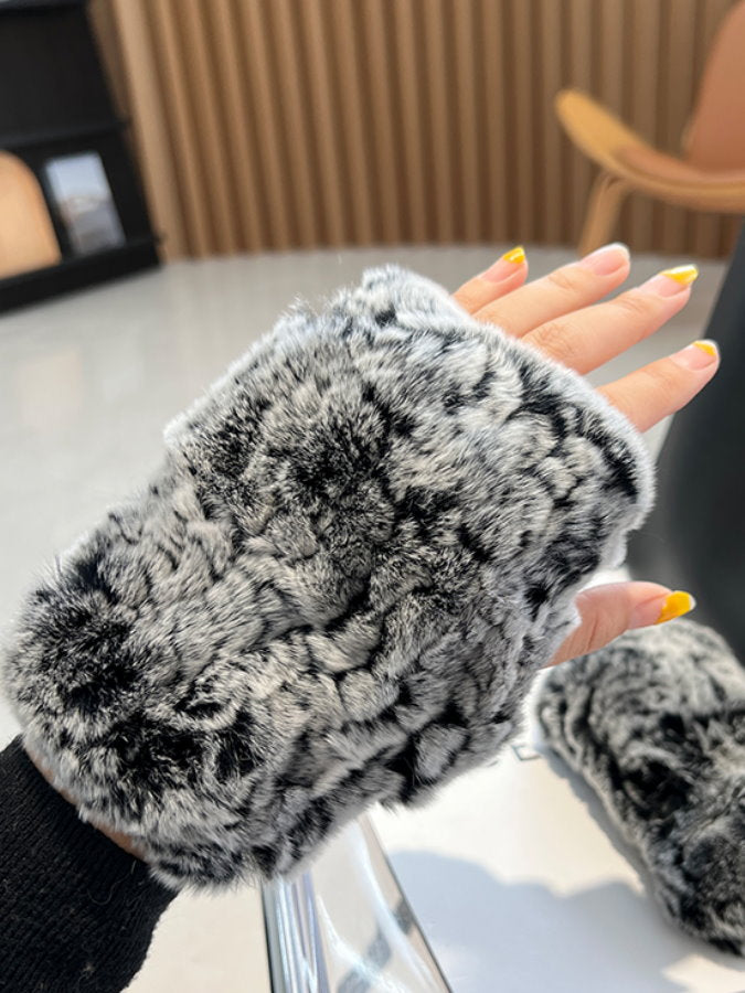 Fingerless Fur Gloves HL4062