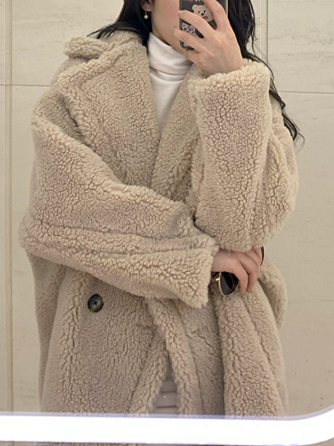 Lamb wool faux fur coat 9352