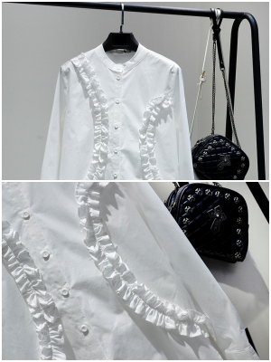 Cotton long sleeve ruffle shirt_BDHL5472