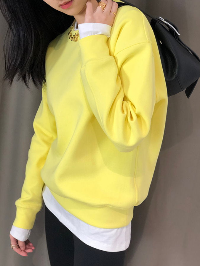 Drop Shoulder Sweatshirt Pullover_HL3913 - HELROUS