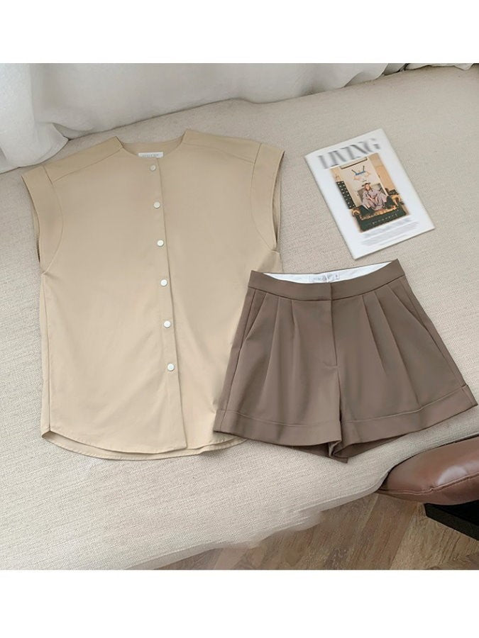 Sleeveless Blouse Shorts Setup_HL3685