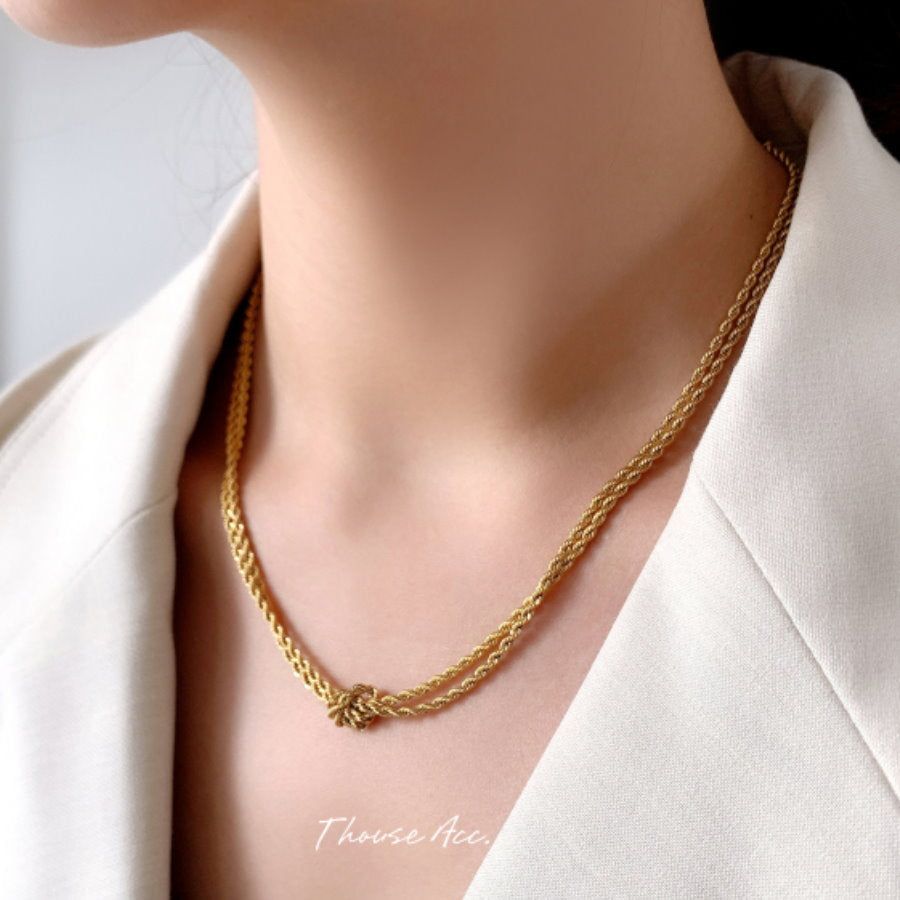 Double Tie Chain Necklace_HL9663