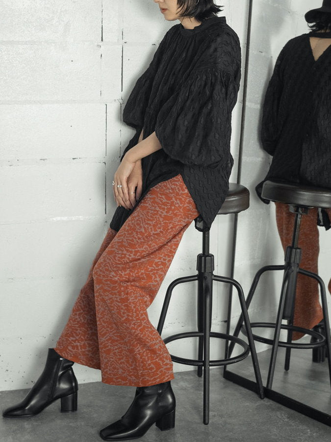 Jacquard Knit Straight Pants HL3908