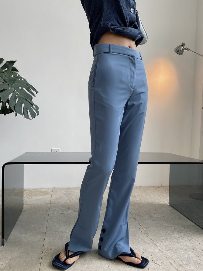 Hem slit slim pants 9304