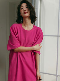 Rose Red Crewneck Dress HL3780