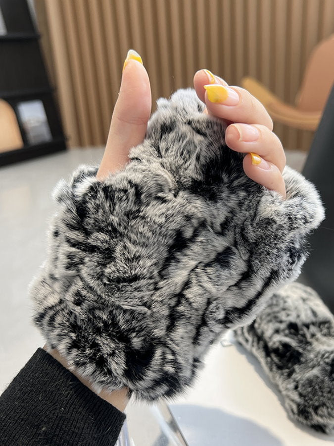 Fingerless Fur Gloves HL4062