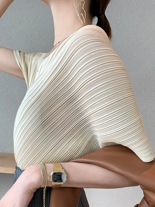 Sheer Pleated Chiffon Blouse 9101