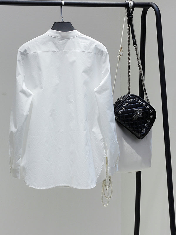 Cotton long sleeve ruffle shirt_BDHL5472