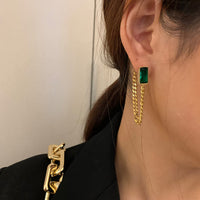 Green chain earrings_5515