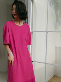 Rose Red Crewneck Dress HL3780