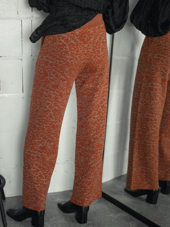 Jacquard Knit Straight Pants HL3908