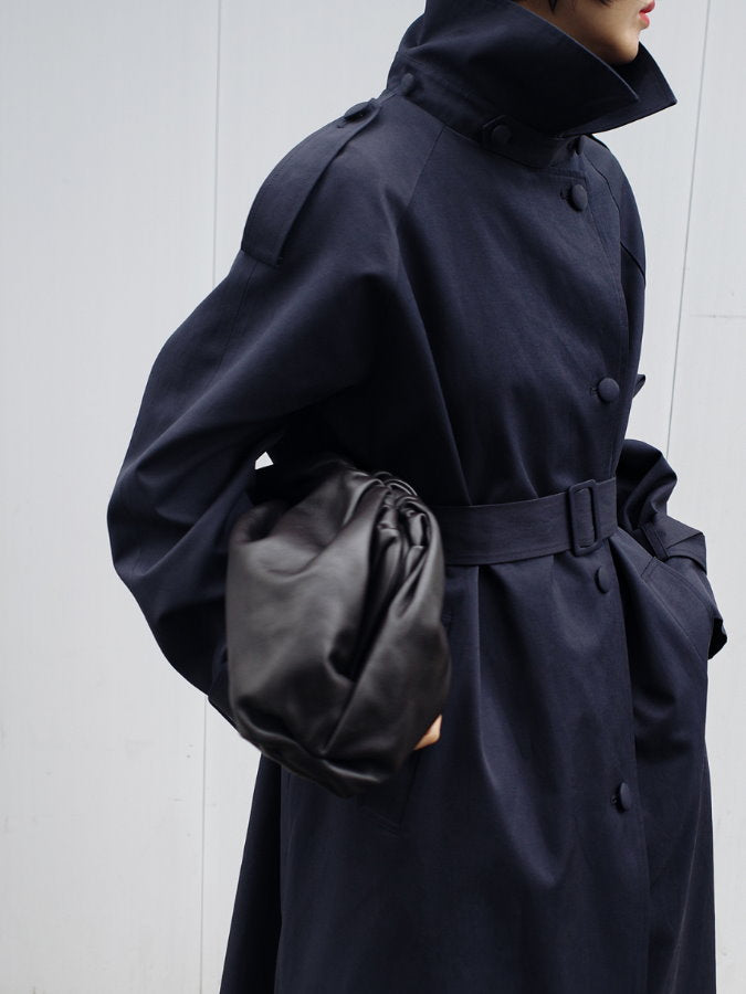 Stand collar long trench coat HL3872