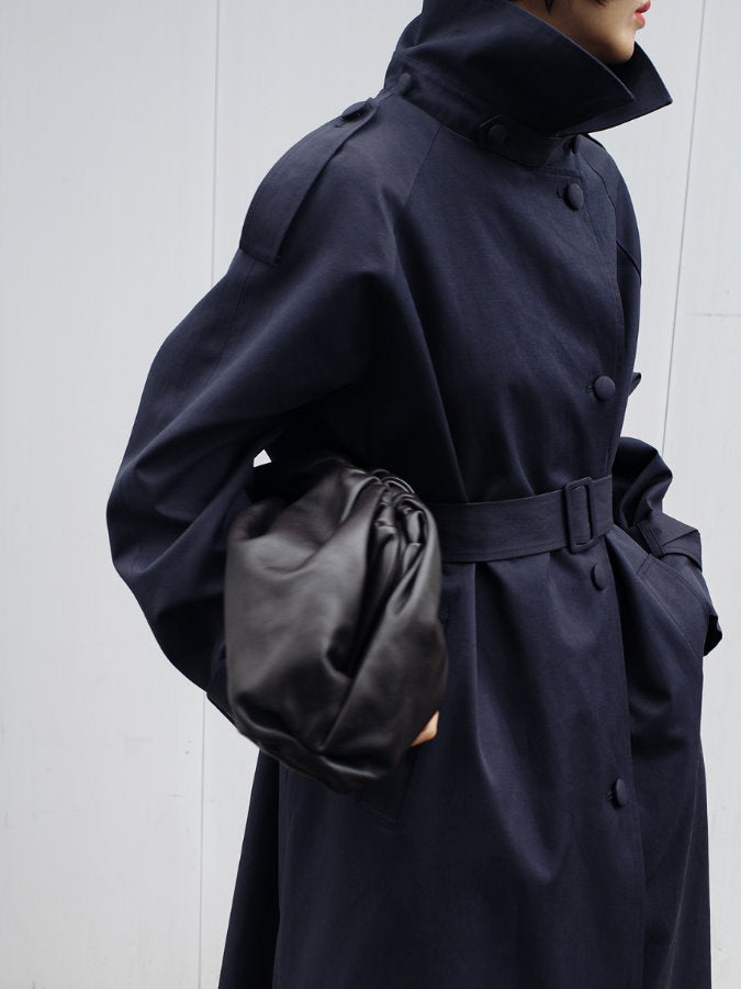 Stand collar long trench coat HL3872