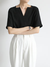 Deep V-neck chiffon shirt 8977