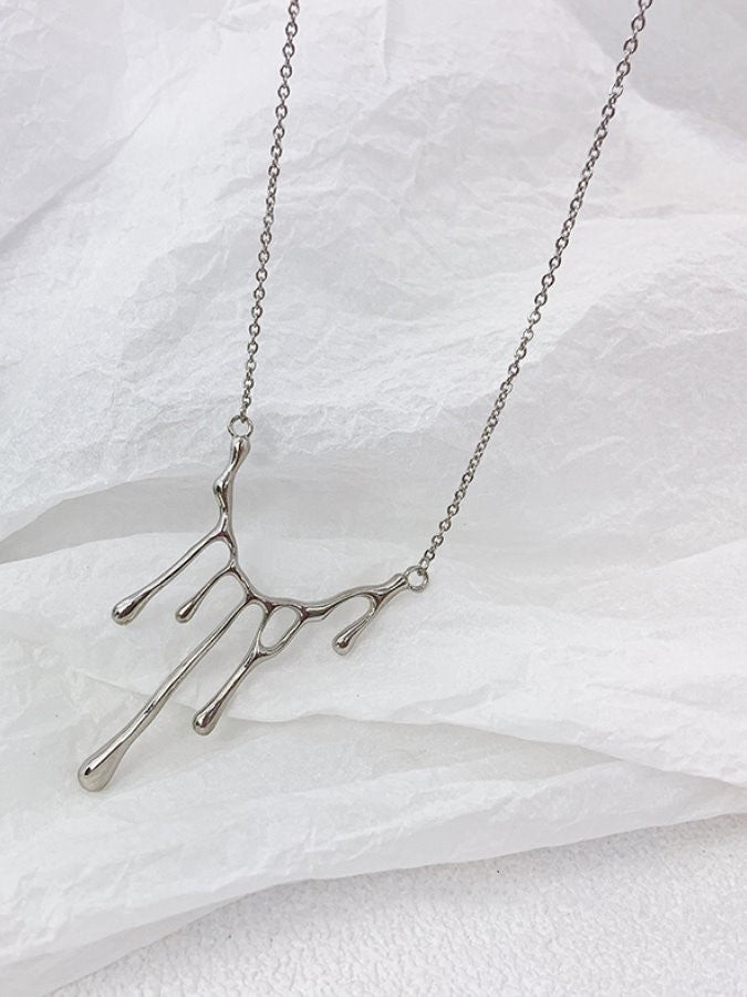 Water Drops Silver Necklace HL3481