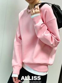 Drop Shoulder Sweatshirt Pullover_HL3913 - HELROUS