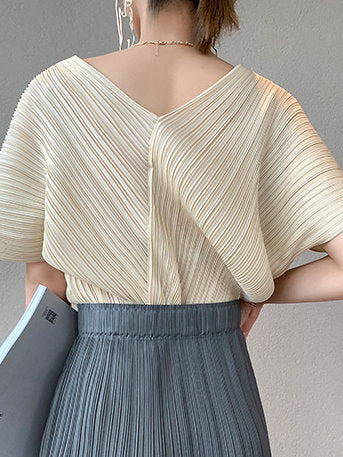 Sheer Pleated Chiffon Blouse 9101