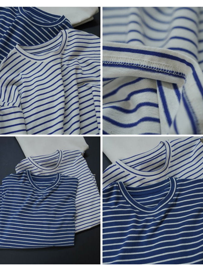 loose slim striped long T shirt_BDHL4311