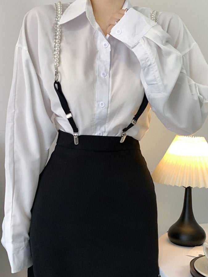 Rhinestone Pearl Strap Suspenders HL3932