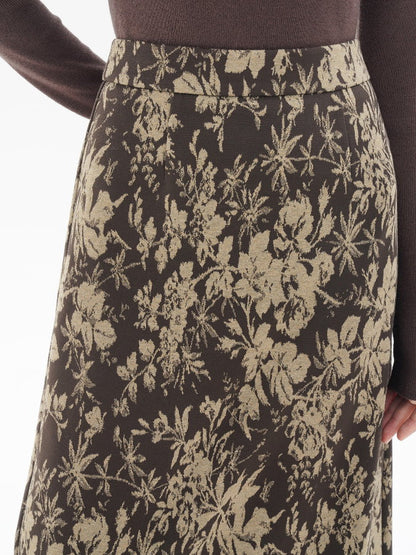 Flower Print Back Slit Skirt HL4160