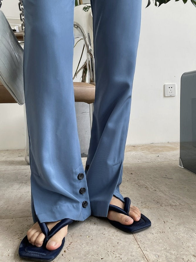 Hem slit slim pants 9304