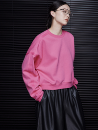 Moment Pink Loose Crewneck Sweatshirt_BDHL5050