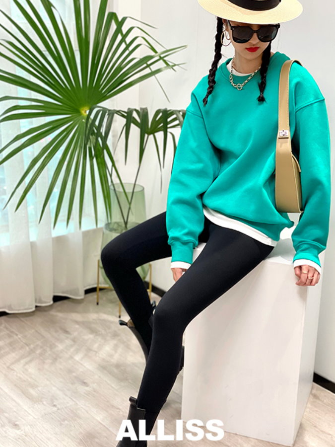 Drop Shoulder Sweatshirt Pullover_HL3913 - HELROUS