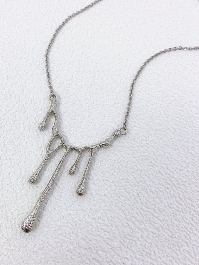 Water Drops Silver Necklace HL3481