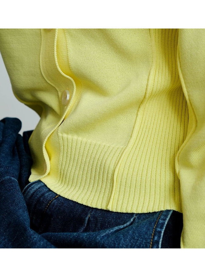 Ribbed Trim V-Neck Cardigan HL9792