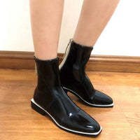 Enamel bicolor short boots_5340