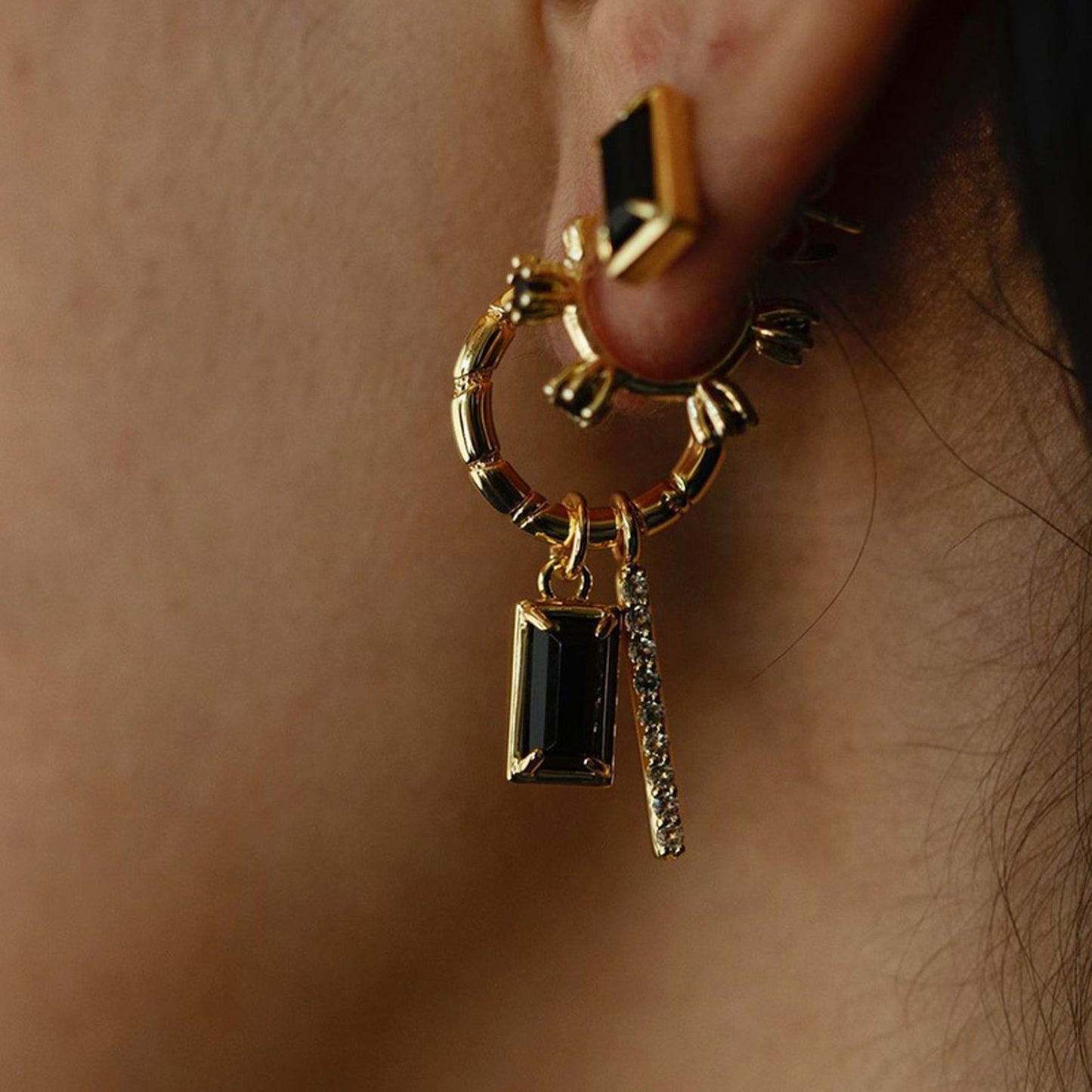 bamboo circle chain earrings 5520