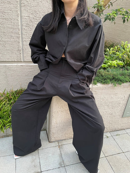 [Instant Delivery] Front Tucked Wide Leg Pants LCHK/HL9702