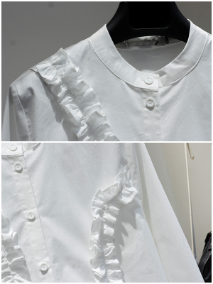 Cotton long sleeve ruffle shirt_BDHL5472