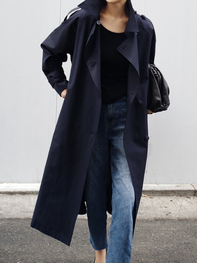 Stand collar long trench coat HL3872