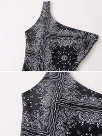 Paisley Pattern One Shoulder Swimwear HL3652