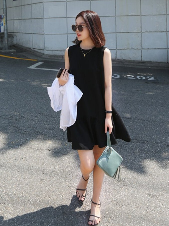 Asymmetrical Tiered Sleeveless Dress_HL3706