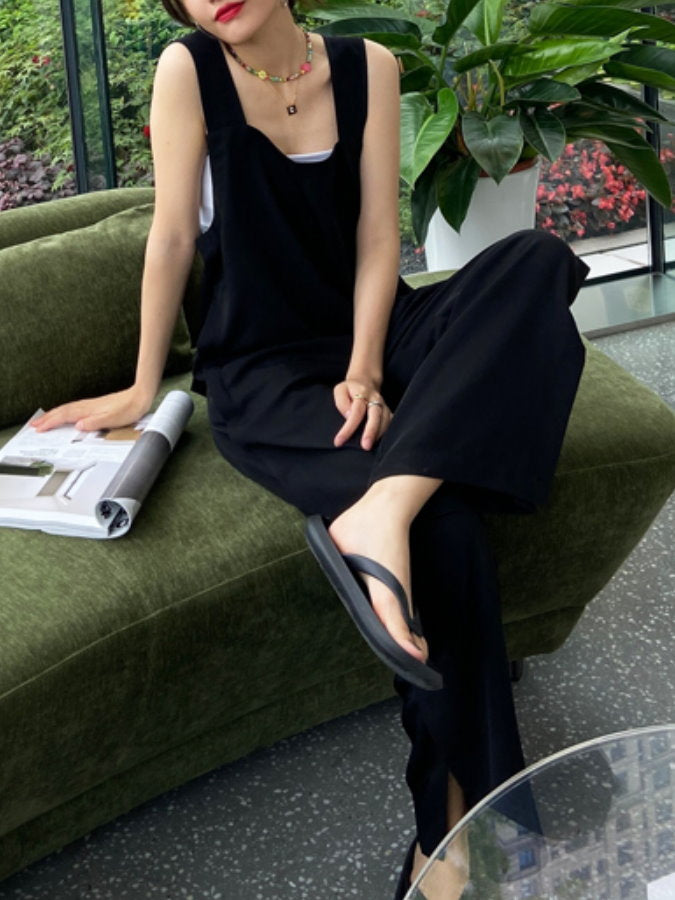 Hem Slit Salopette Overalls_HL3628