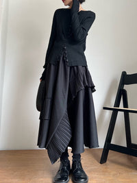 Random Pleats Long Skirt_HL9664