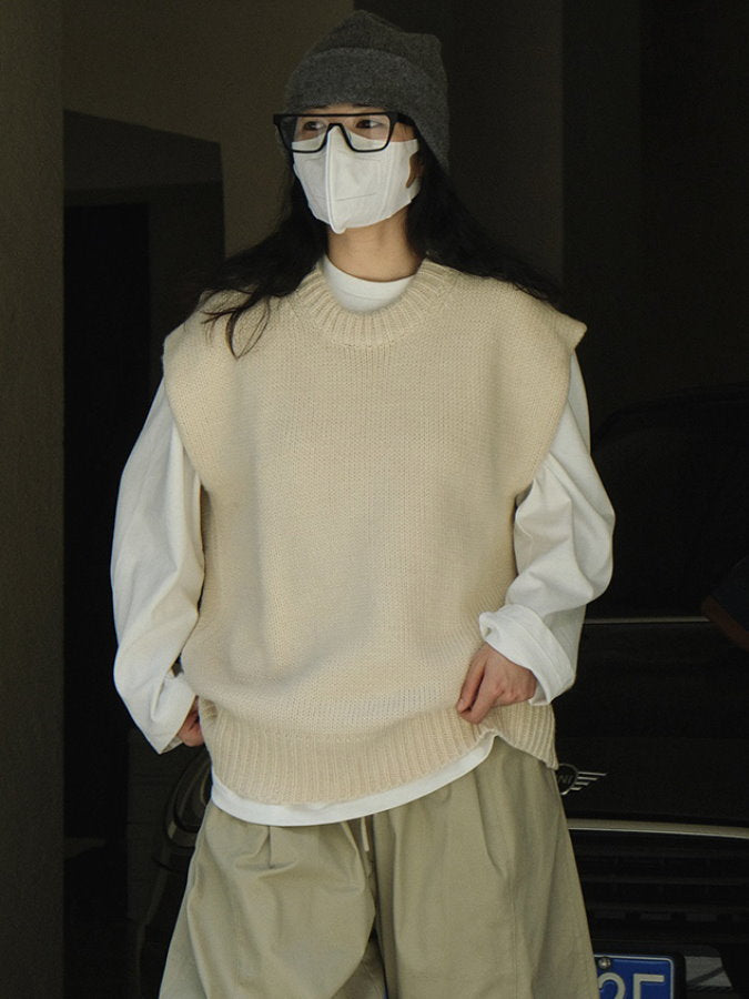 寬袖孔針織背心 HL3837