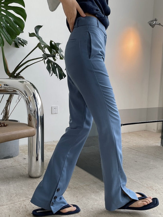 Hem slit slim pants 9304