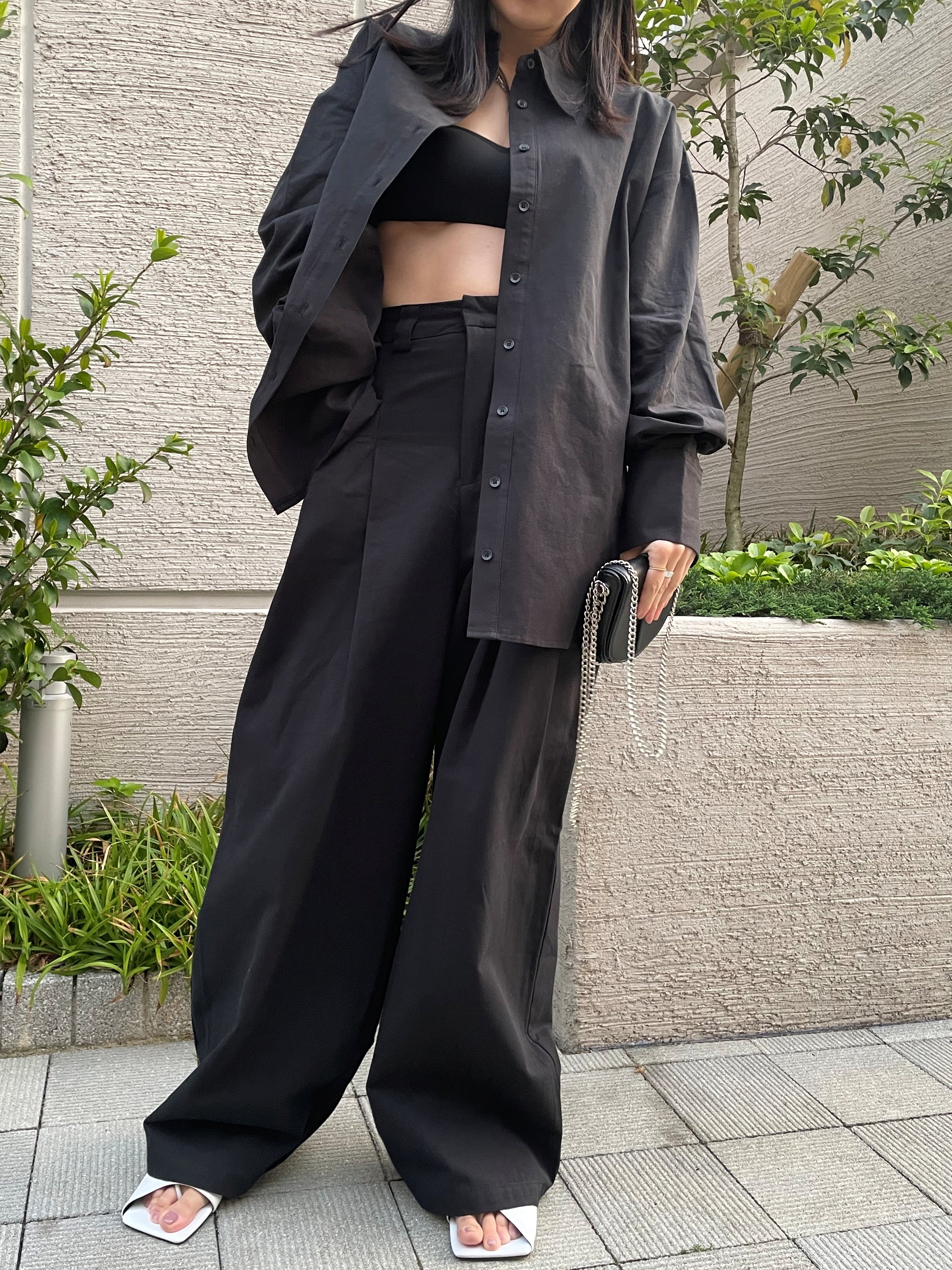 【即納】Front Tuck Wide Leg Pants_HL9702/LCHK