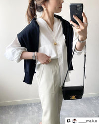 V Neck Simple Shirt worn by Instagrammer _____ma.ko 8864